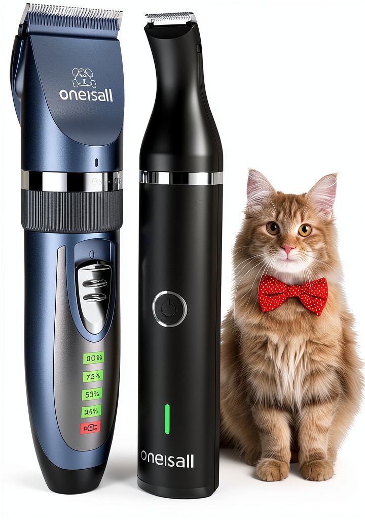 oneisall cat grooming clippers being used on Persian cat showing matted fur removal