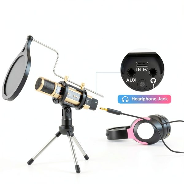 ZealSound Gold Condenser Mic Portable Metal-4