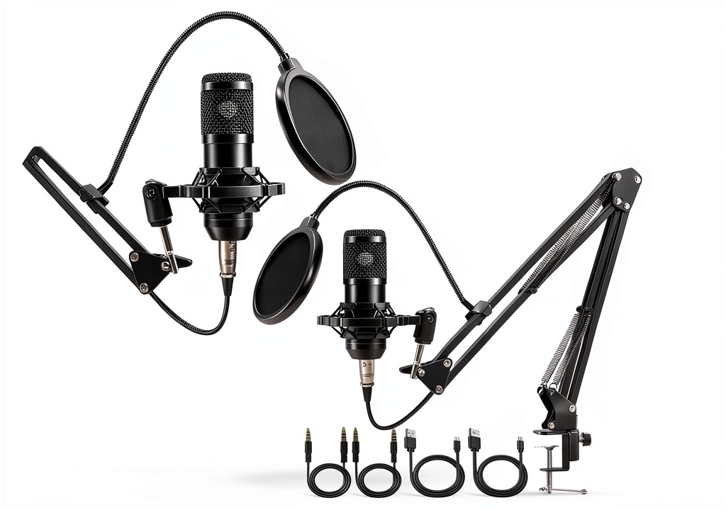 Installing Brvomussy Handheld Condenser Microphone on a wooden desk