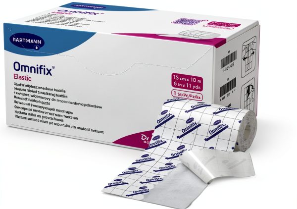 Omnifix Elastic White Dressing Retention Tape with Liner NonSterile 6 Inch X 11 Yard 24 per Case 900604-0